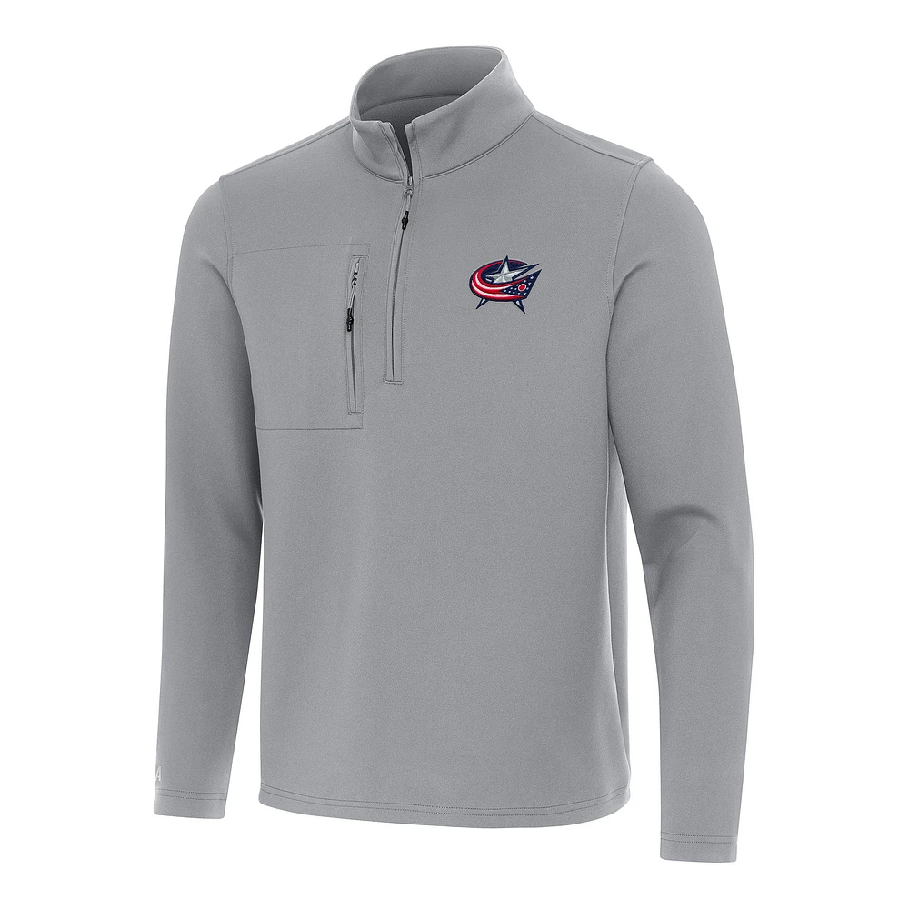 Men's Antigua Gray Columbus Blue Jackets Insider Quarter-Zip Top