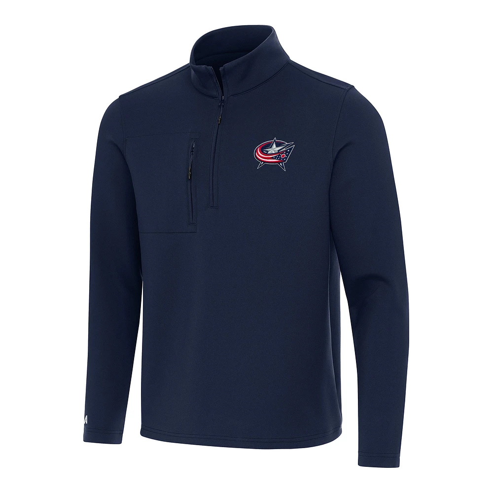 Men's Antigua Navy Columbus Blue Jackets Insider Quarter-Zip Top