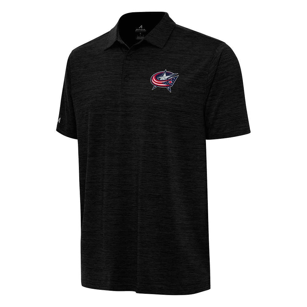 Men's Antigua Heather Black Columbus Blue Jackets Layout Polo