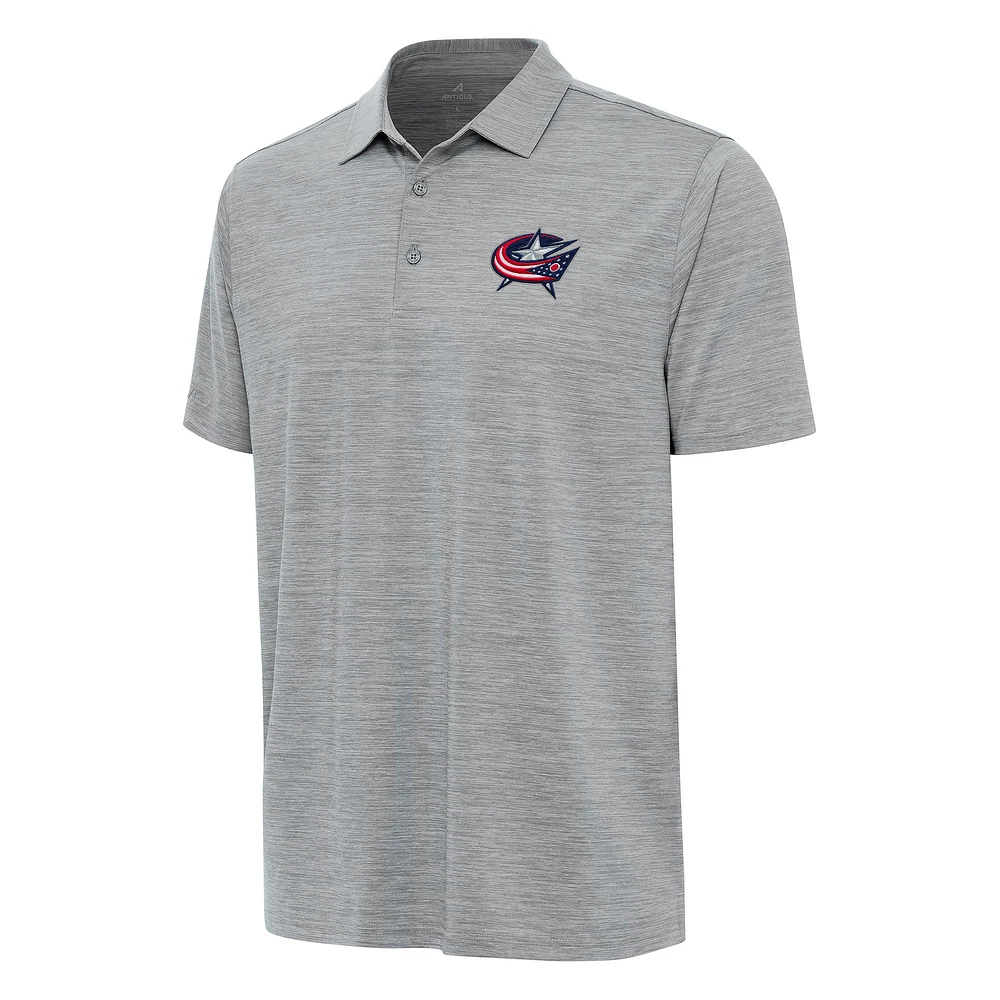 Men's Antigua Heather Gray Columbus Blue Jackets Layout Polo