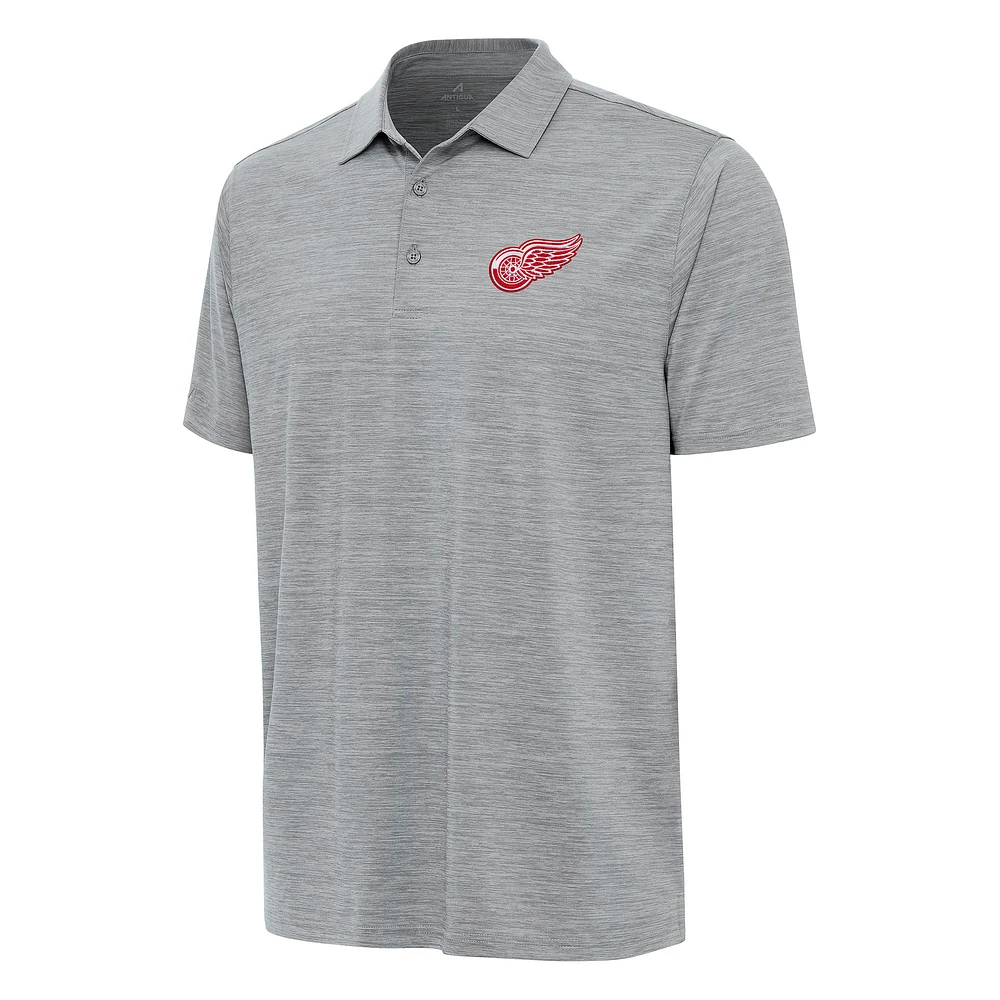 Men's Antigua Heather Gray Detroit Red Wings Layout Polo