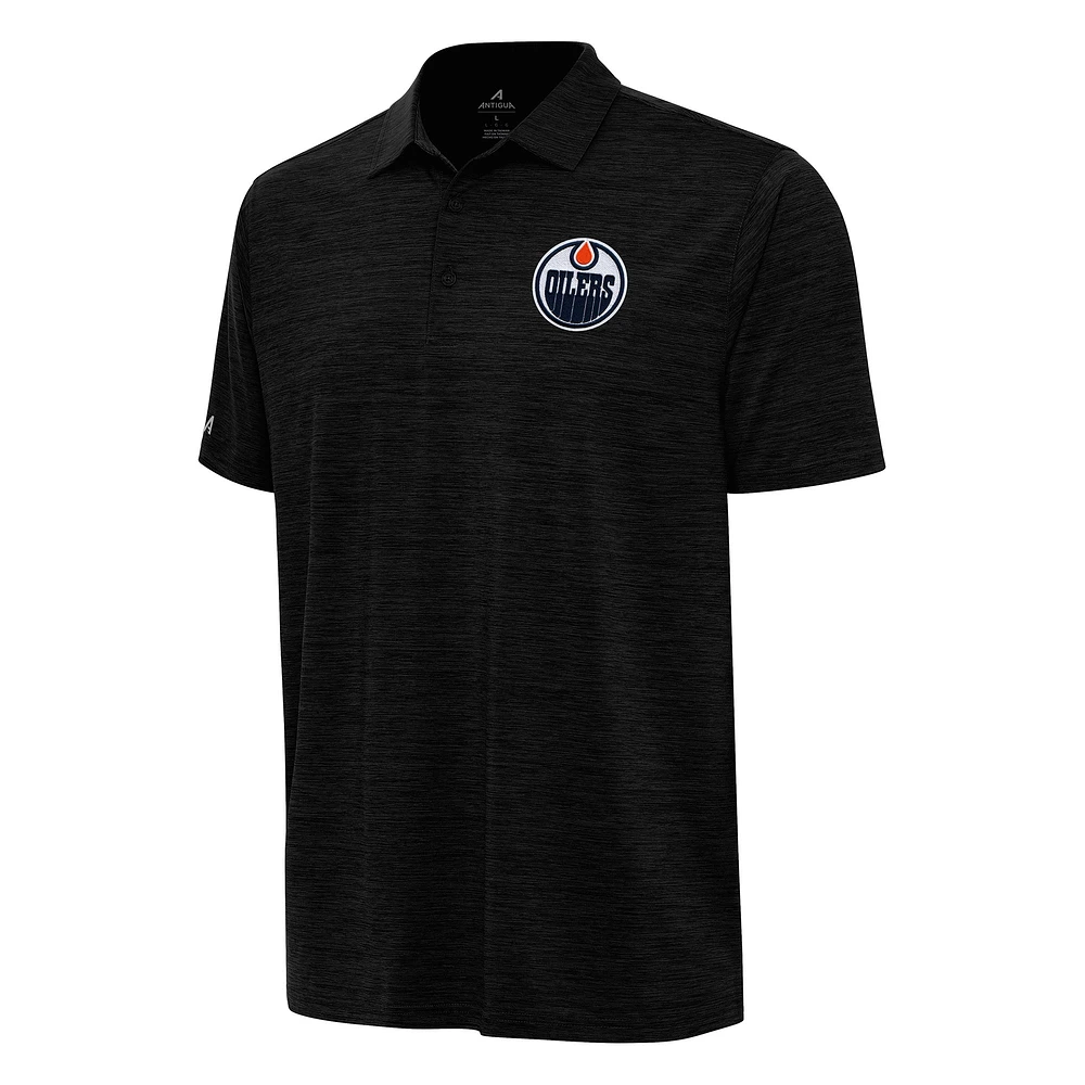 Men's Antigua Heather Black Edmonton Oilers Layout Polo