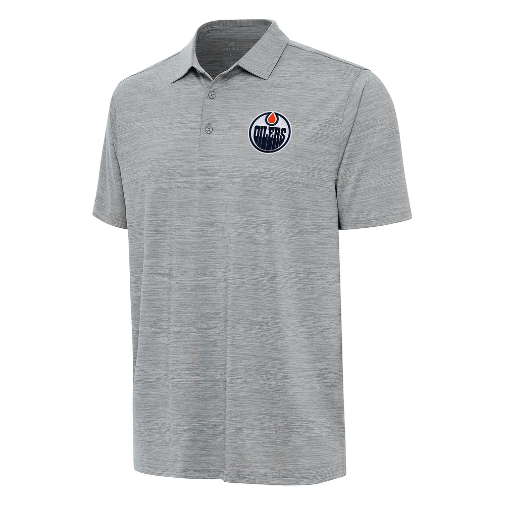 Men's Antigua Heather Gray Edmonton Oilers Layout Polo