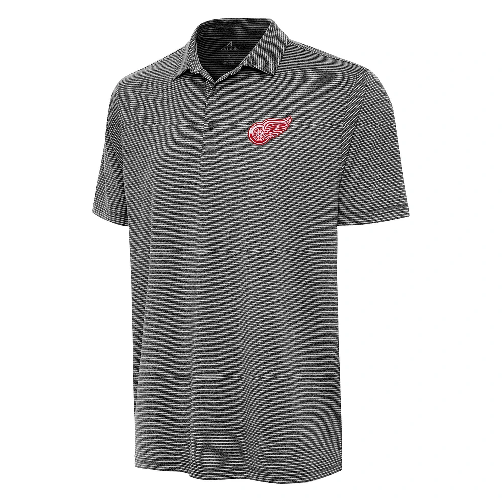 Men's Antigua Heather Black Detroit Red Wings Scheme Polo