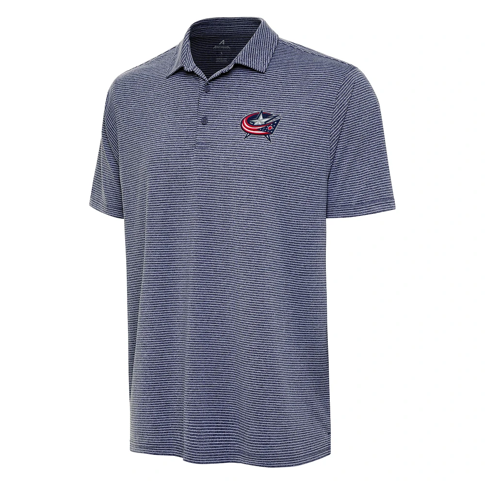 Men's Antigua Heather Navy Columbus Blue Jackets Scheme Polo