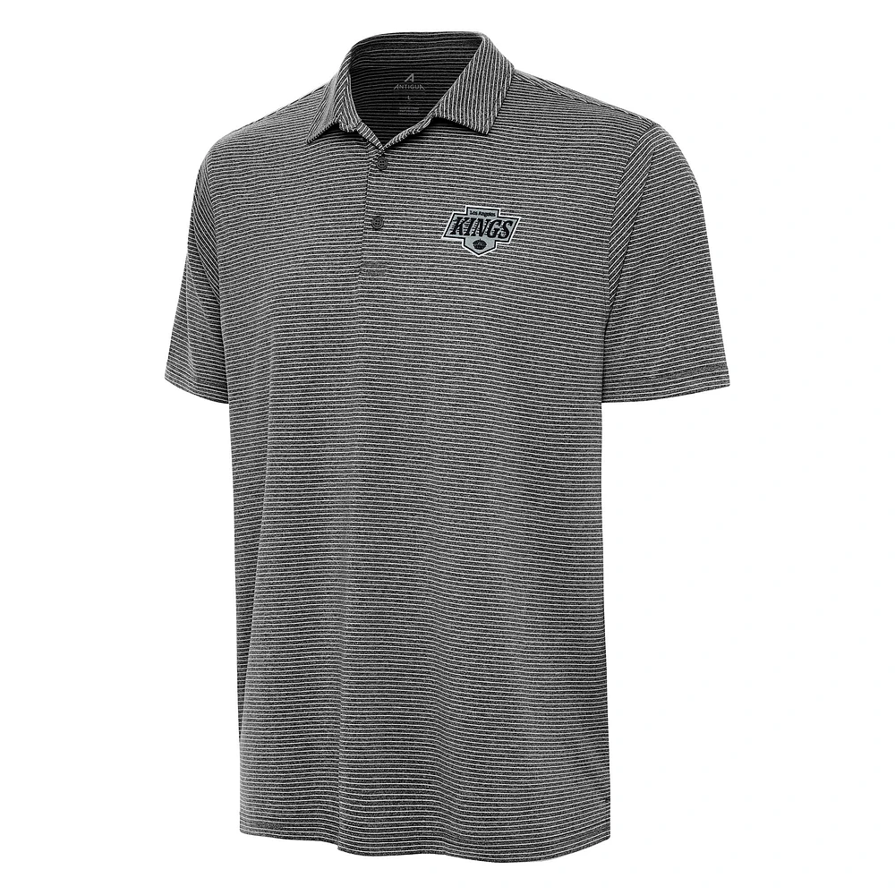 Men's Antigua Heather Black Los Angeles Kings Scheme Polo