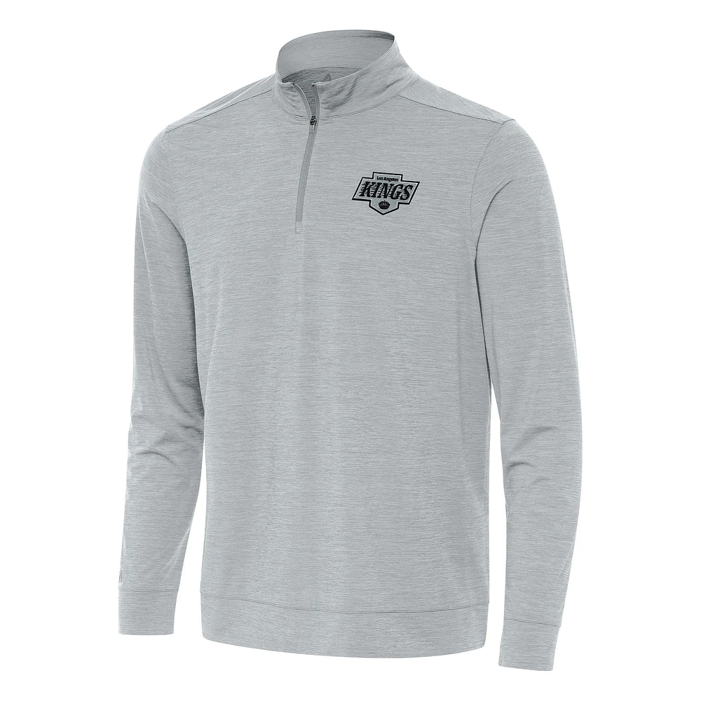 Men's Antigua Heather Gray Los Angeles Kings Bright Quarter-Zip Top