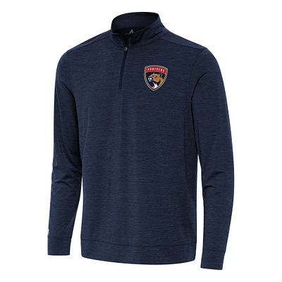 Men's Antigua Heather Navy Florida Panthers Bright Quarter-Zip Top