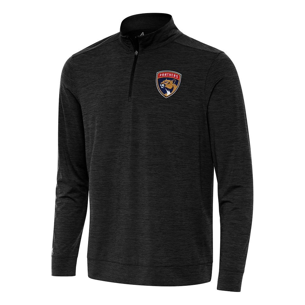 Men's Antigua Heather Black Florida Panthers Bright Quarter-Zip Top