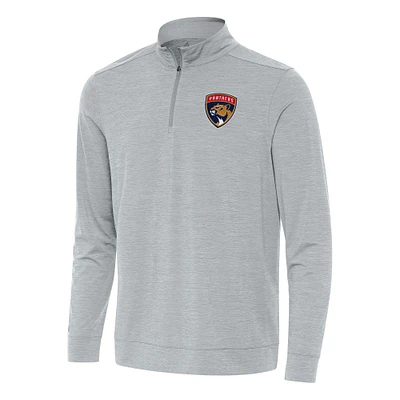 Men's Antigua Heather Gray Florida Panthers Bright Quarter-Zip Top