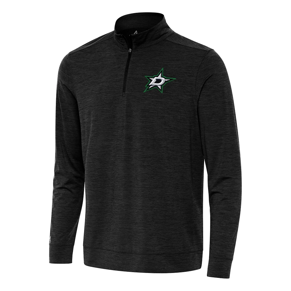 Men's Antigua Heather Black Dallas Stars Bright Quarter-Zip Top