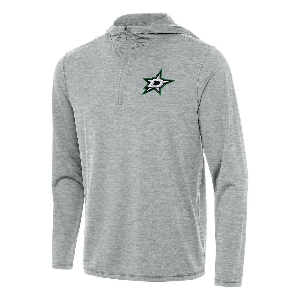 Men's Antigua Heather Gray Dallas Stars Tidy Quarter-Zip Hoodie