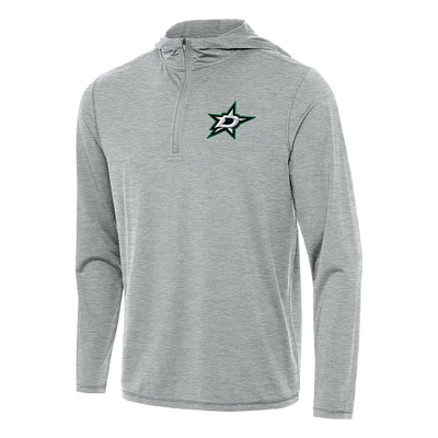 Men's Antigua Heather Gray Dallas Stars Tidy Quarter-Zip Hoodie