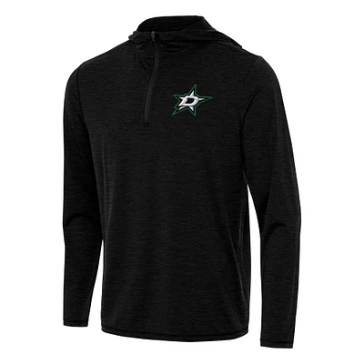 Men's Antigua Heather Black Dallas Stars Tidy Quarter-Zip Hoodie