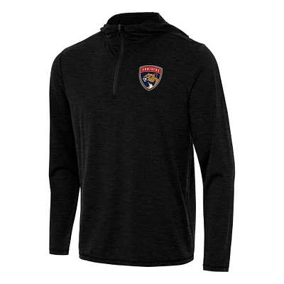 Men's Antigua Heather Black Florida Panthers Tidy Quarter-Zip Hoodie