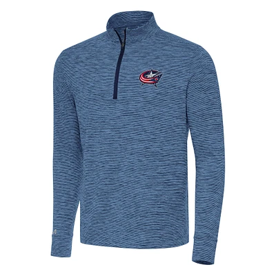 Men's Antigua Heather Navy Columbus Blue Jackets Cause Quarter-Zip Top
