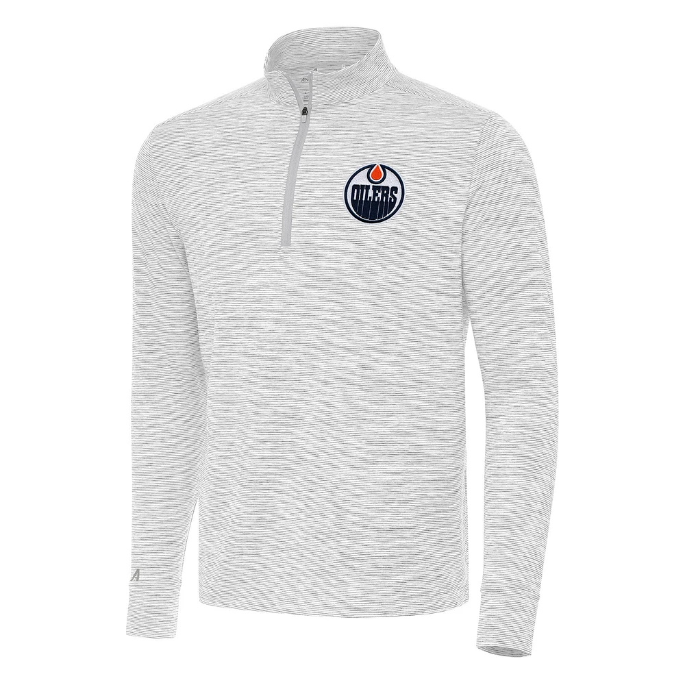 Men's Antigua Gray Edmonton Oilers Cause Quarter-Zip Top