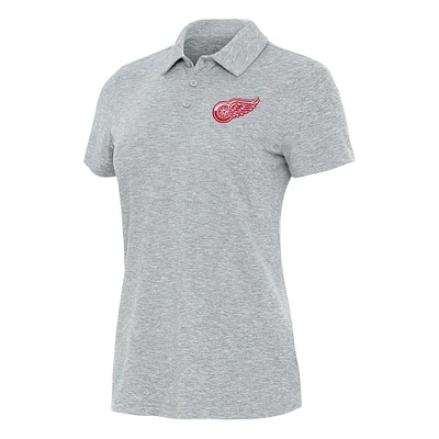 Women's Antigua Heather Gray Detroit Red Wings Matter Polo