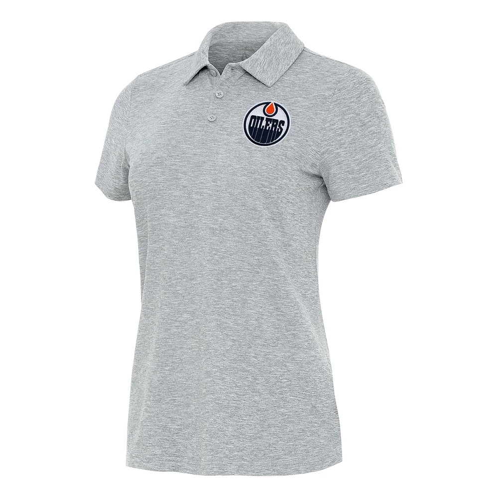 Women's Antigua Heather Gray Edmonton Oilers Matter Polo