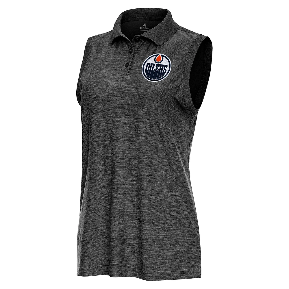 Women's Antigua Heather Edmonton Oilers Recap Sleeveless Polo