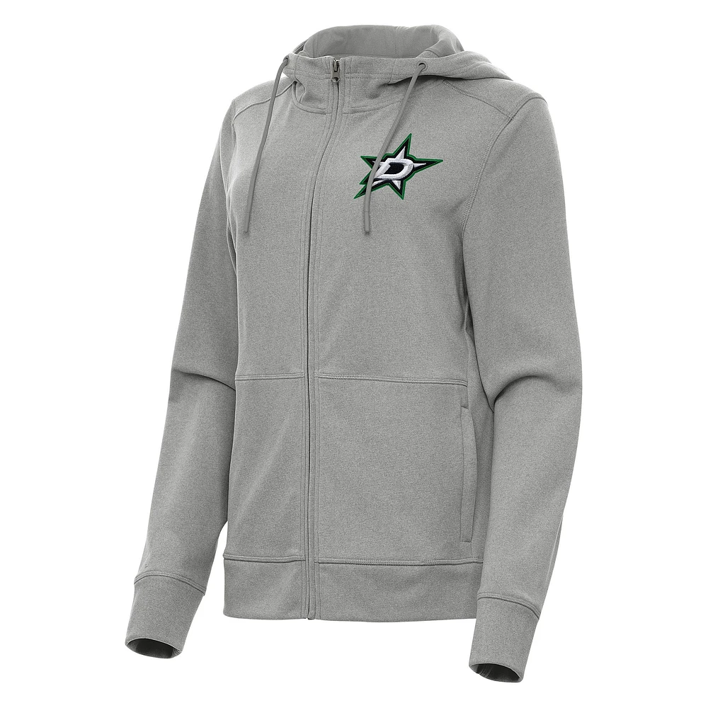 Women's Antigua Heather Gray Dallas Stars Seeker Full-Zip Hoodie