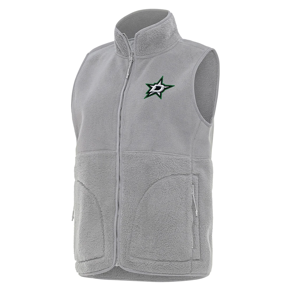 Women's Antigua Gray Dallas Stars Nostalgic Full-Zip Vest