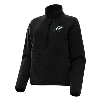 Women's Antigua Black Dallas Stars Figure Half-Zip Pullover Sweatshirt