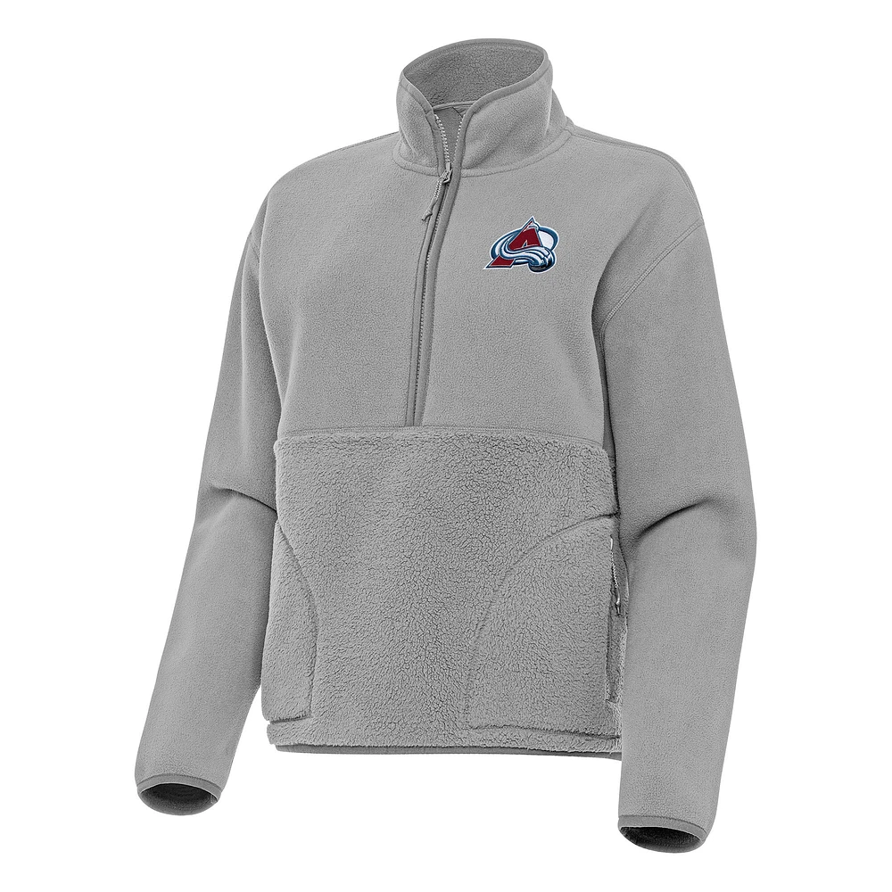 Women's Antigua Colorado Avalanche Figure Half-Zip Pullover Sweatshirt