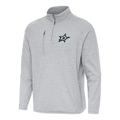 Men's Antigua Heather Gray Dallas Stars Certain Quarter-Zip Tri-Blend Sweatshirt