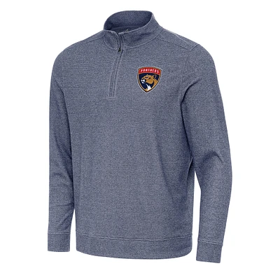 Men's Antigua Heather Navy Florida Panthers Subtle Quarter-Zip Sweatshirt