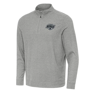 Men's Antigua Heather Gray Los Angeles Kings Subtle Quarter-Zip Sweatshirt
