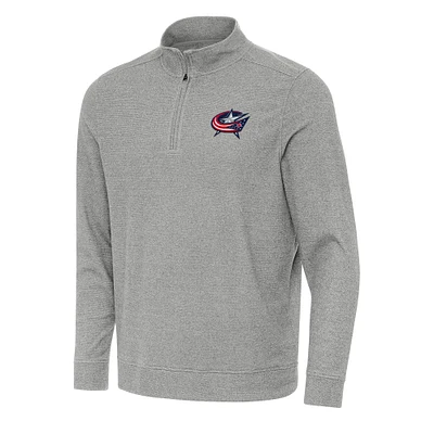 Men's Antigua Heather Gray Columbus Blue Jackets Subtle Quarter-Zip Sweatshirt
