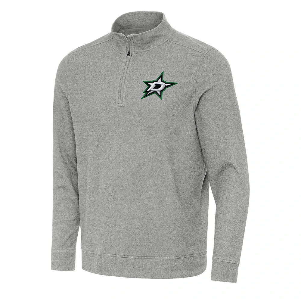 Men's Antigua Heather Gray Dallas Stars Subtle Quarter-Zip Sweatshirt