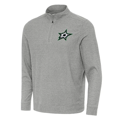 Men's Antigua Heather Gray Dallas Stars Subtle Quarter-Zip Sweatshirt