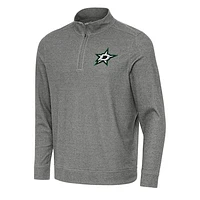 Men's Antigua Heather Black Dallas Stars Subtle Quarter-Zip Sweatshirt