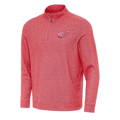 Men's Antigua Heather Red Detroit Wings Subtle Quarter-Zip Sweatshirt