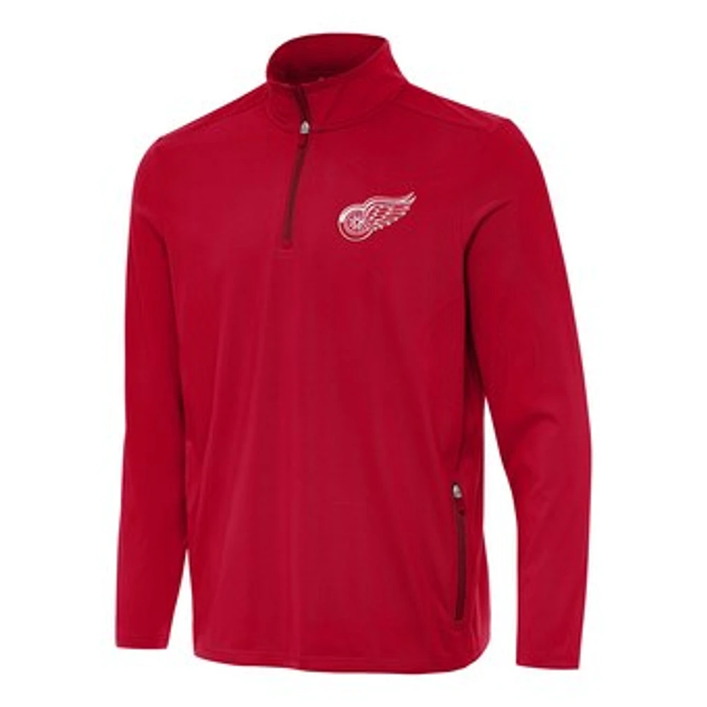 Men's Antigua Red Detroit Wings Perilous Quarter-Zip Sweatshirt