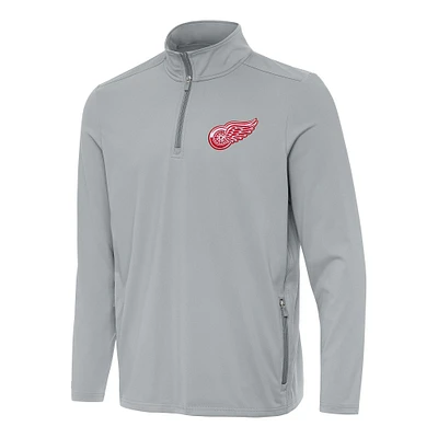 Men's Antigua Gray Detroit Red Wings Perilous Quarter-Zip Sweatshirt
