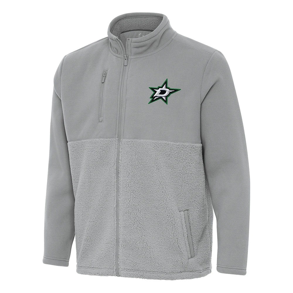 Men's Antigua Gray Dallas Stars Daily Fused Full-Zip Jacket