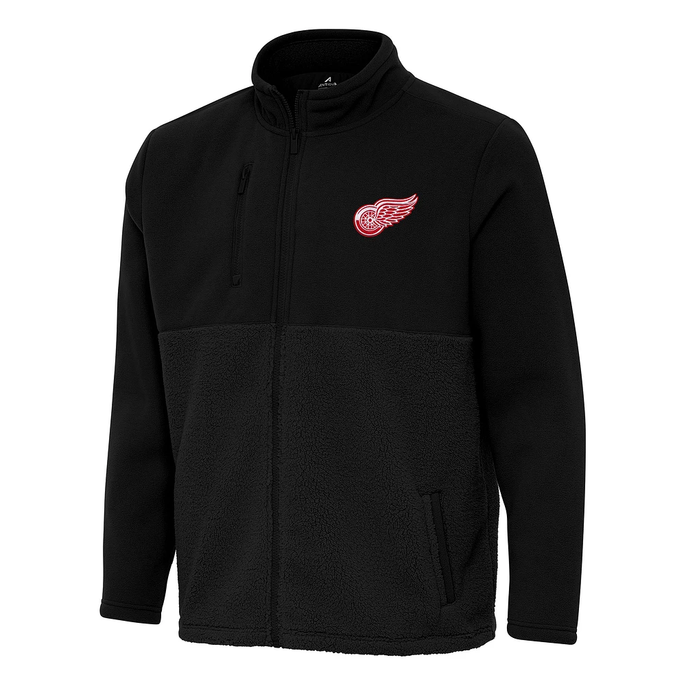 Men's Antigua Black Detroit Red Wings Daily Fused Full-Zip Jacket