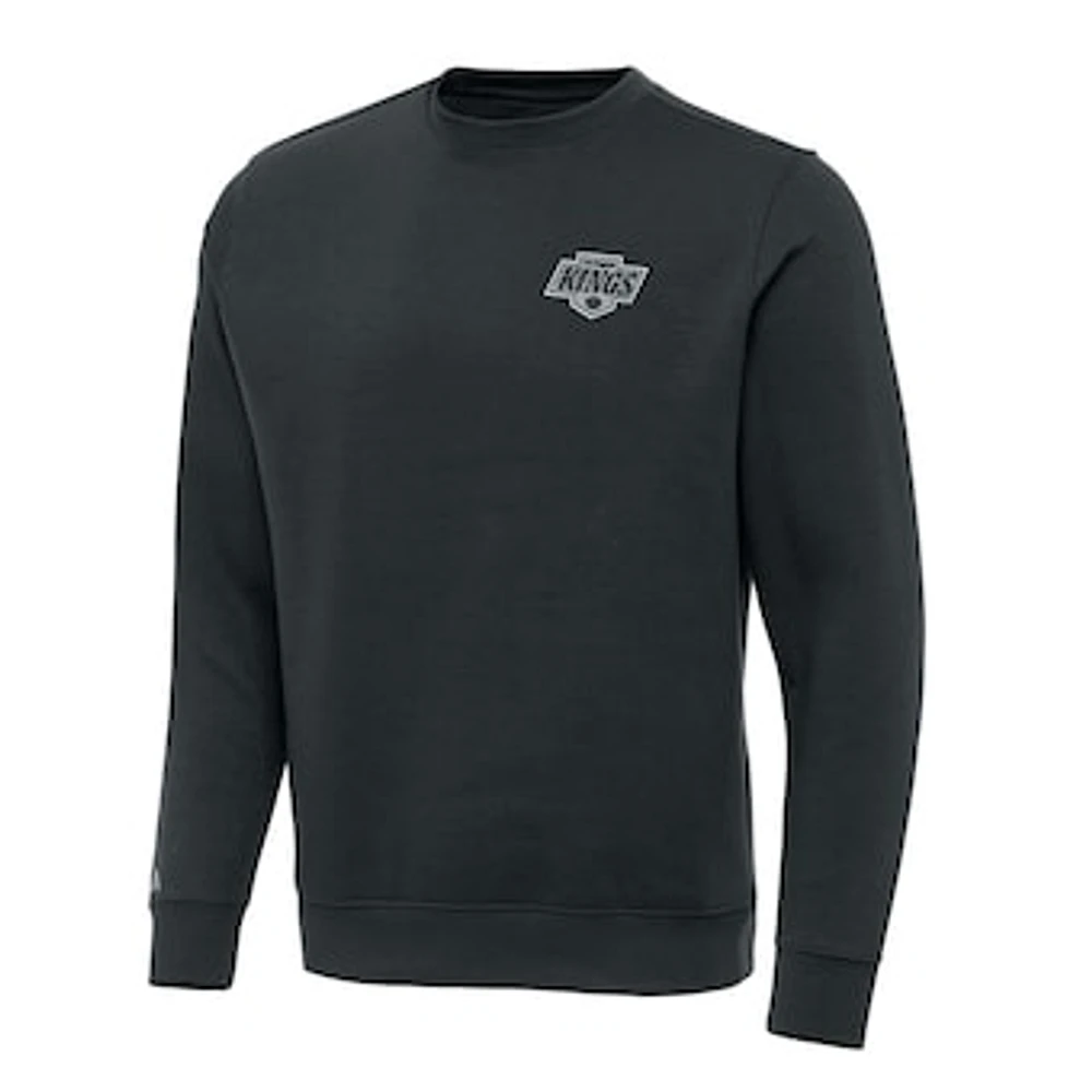 Men's Antigua Charcoal Los Angeles Kings Victory Crewneck Pullover Sweatshirt