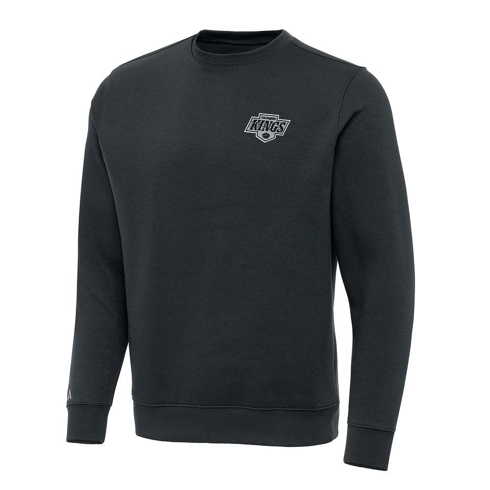 Men's Antigua Charcoal Los Angeles Kings Victory Crewneck Pullover Sweatshirt
