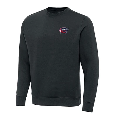 Men's Antigua Charcoal Columbus Blue Jackets Victory Crewneck Pullover Sweatshirt