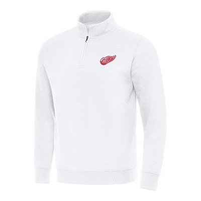 Men's Antigua White Detroit Red Wings Victory Quarter-Zip Mock Sweatshirt