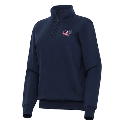 Women's Antigua Navy Columbus Blue Jackets Victory Quarter-Zip Sweatshirt