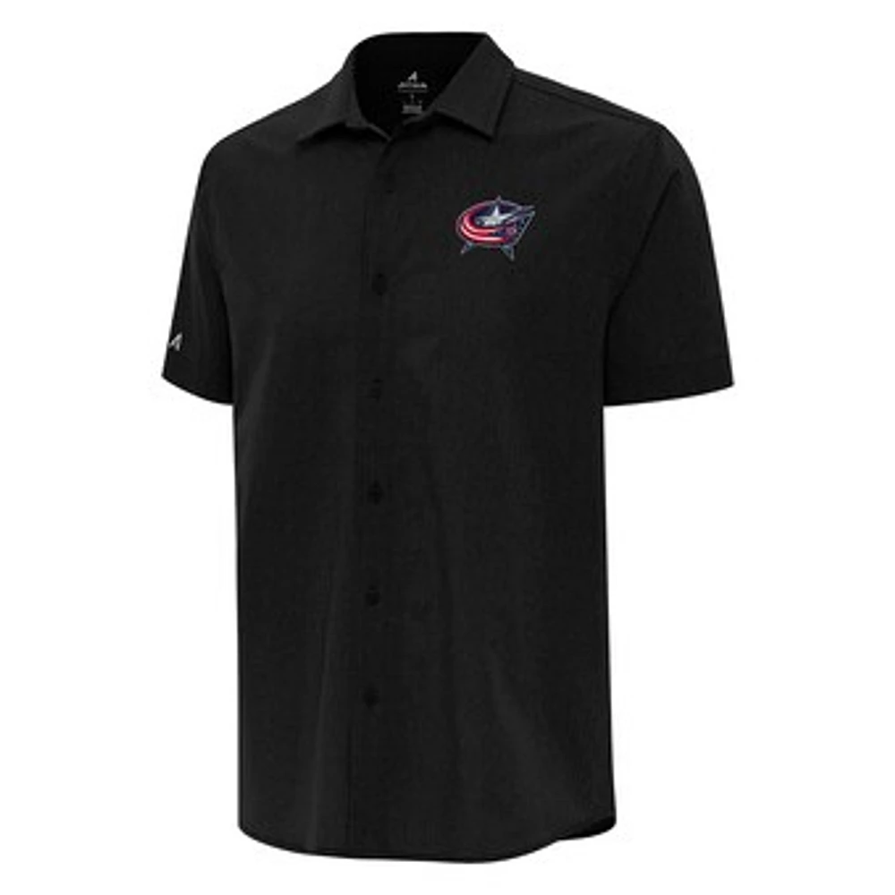 Men's Antigua Columbus Blue Jackets Activate Woven Short Sleeve Button-Up Shirt