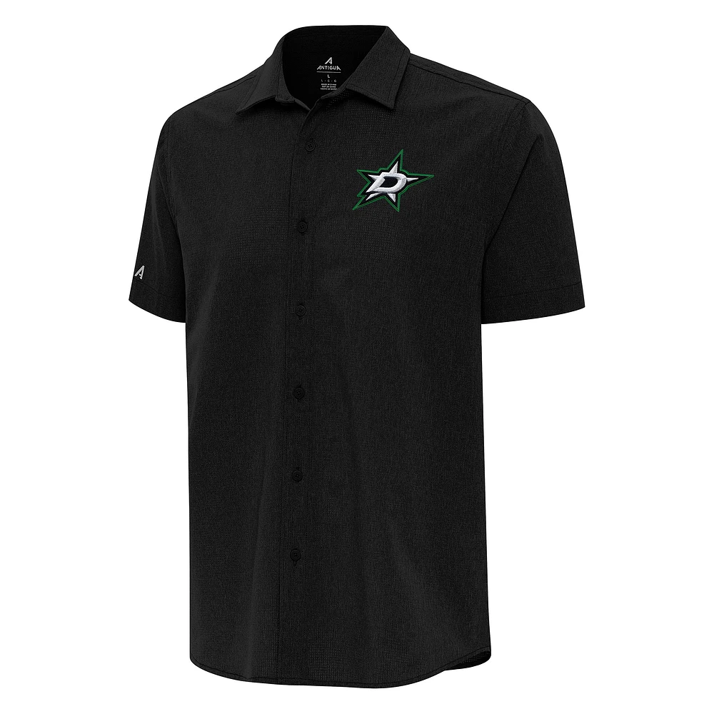 Men's Antigua Black Dallas Stars Activate Woven Short Sleeve Button-Up Shirt