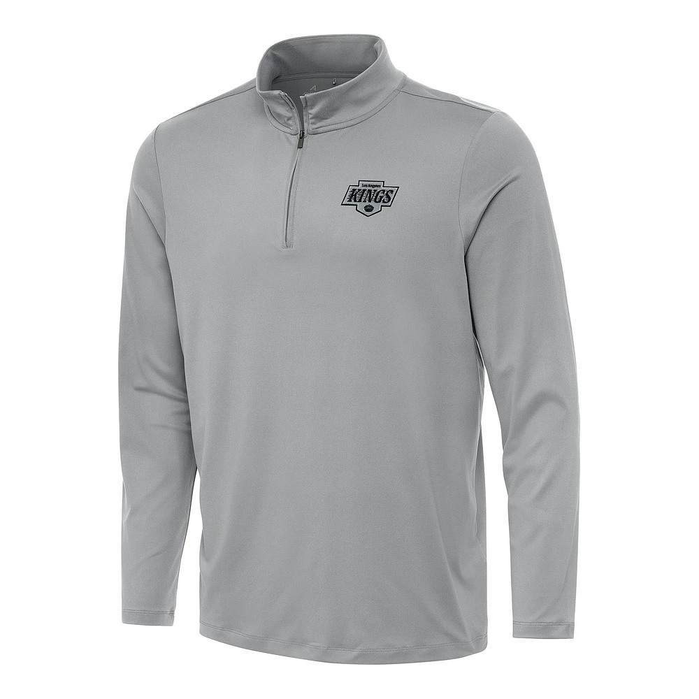 Men's Antigua Gray Los Angeles Kings Reprocess Quarter-Zip Top