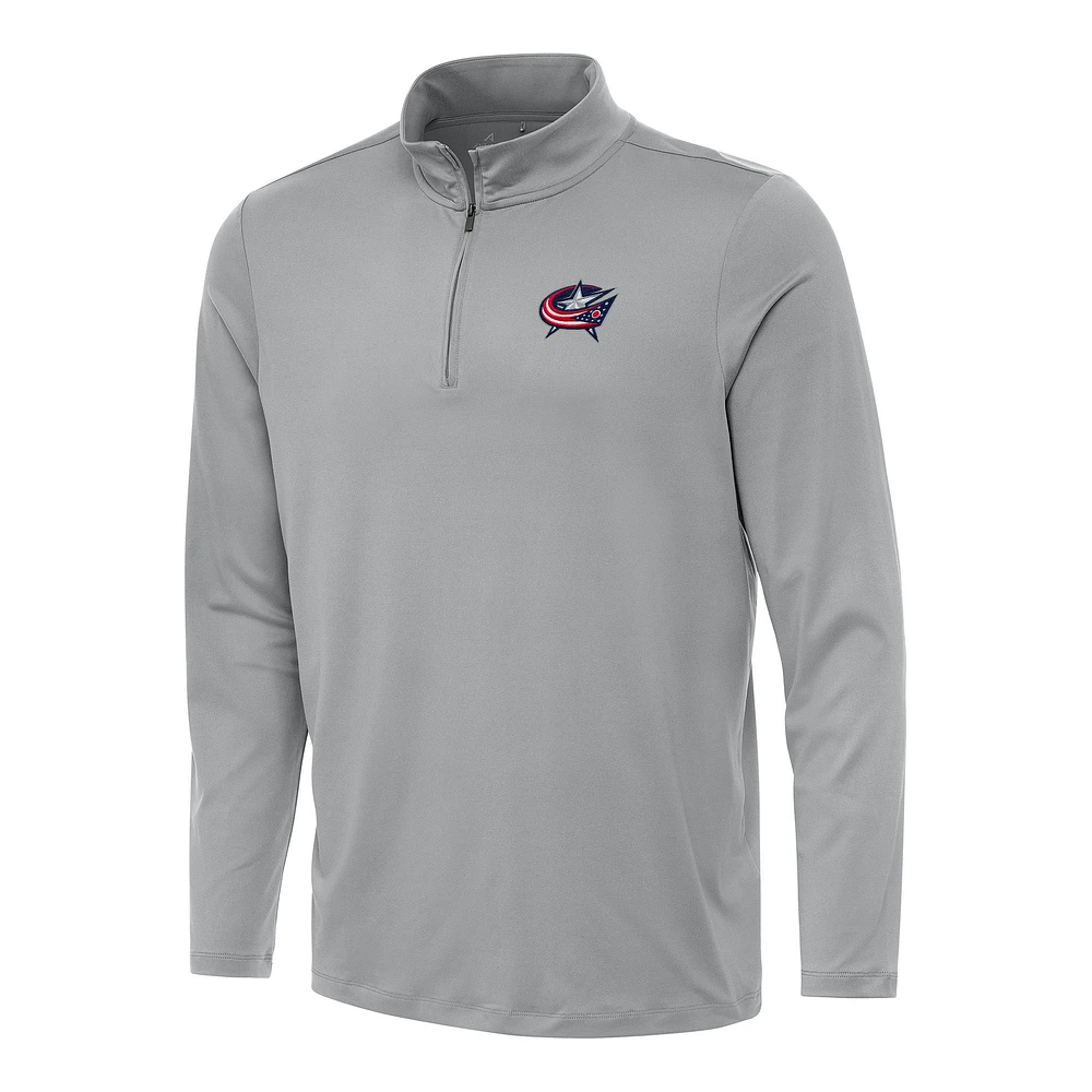 Men's Antigua Gray Columbus Blue Jackets Reprocess Quarter-Zip Top