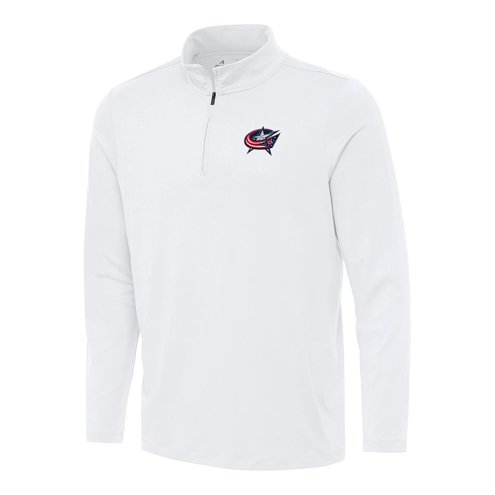 Men's Antigua White Columbus Blue Jackets Reprocess Quarter-Zip Top